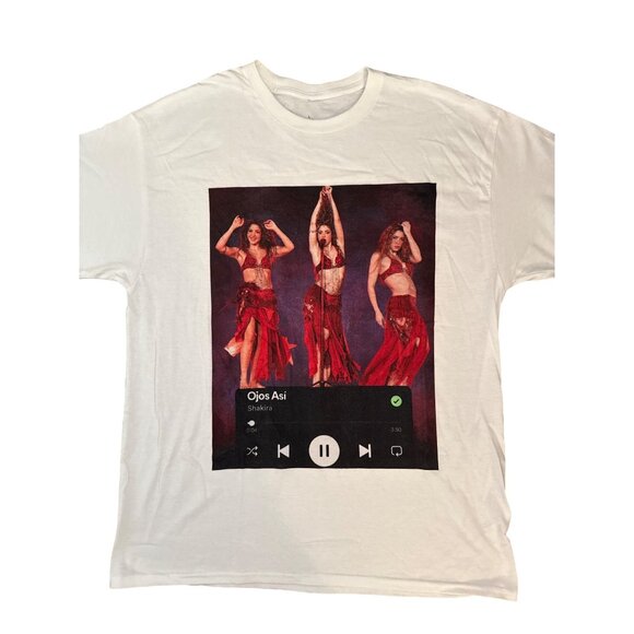 Shakiras Wolfpack Music Tee Unisex White Graphic T-Shirt With Ojos Así Design & - Picture 2 of 3